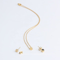 Stainless Steel Minimalist Cube Pendent Gold Plated Individual Earring Necklace Jewelry Set